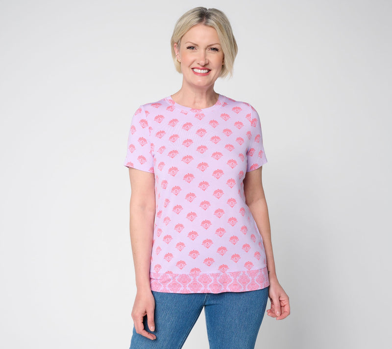 Belle Boho by Kim Gravel Rayon Spandex Santorini Sea Twin Print Top — View 11
