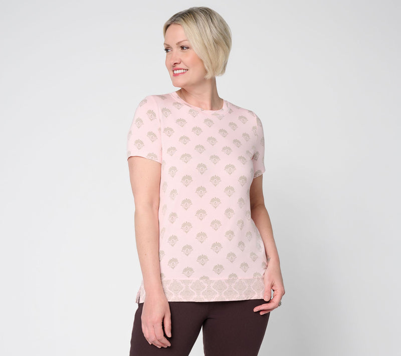 Belle Boho by Kim Gravel Rayon Spandex Santorini Sea Twin Print Top — View 12