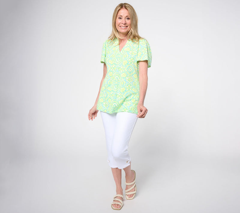Belle Boho by Kim Gravel Mykonos Mosaic Flutter Sleeve Top — View 5