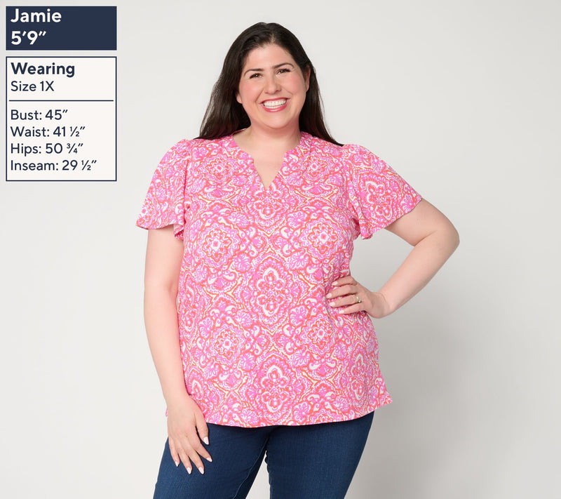 Belle Boho by Kim Gravel Mykonos Mosaic Flutter Sleeve Top — View 2