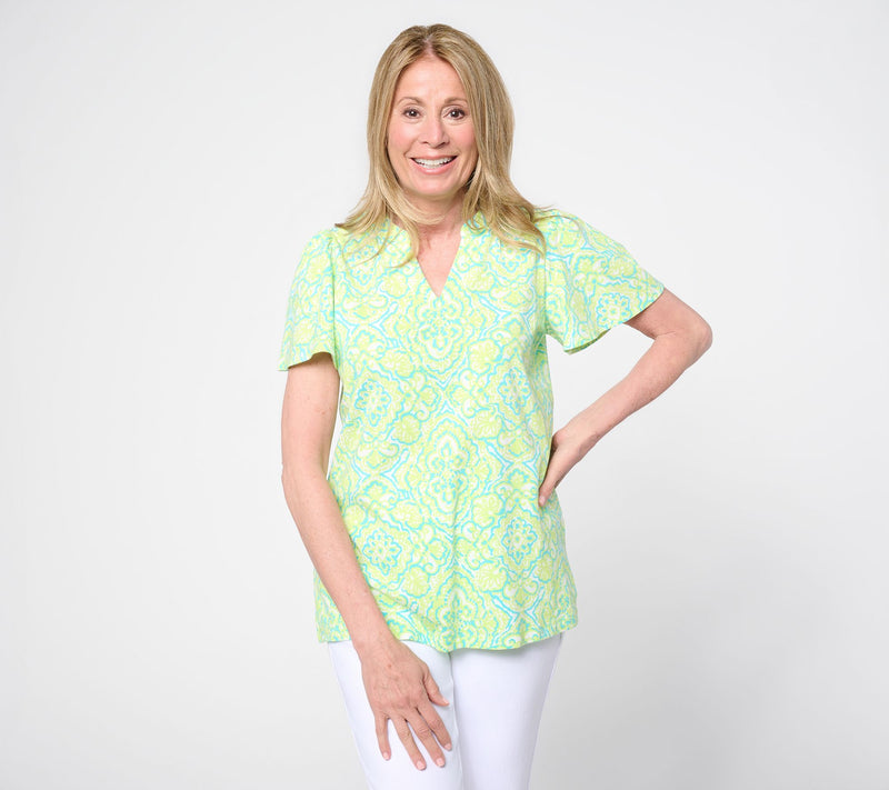 Belle Boho by Kim Gravel Mykonos Mosaic Flutter Sleeve Top — View 10