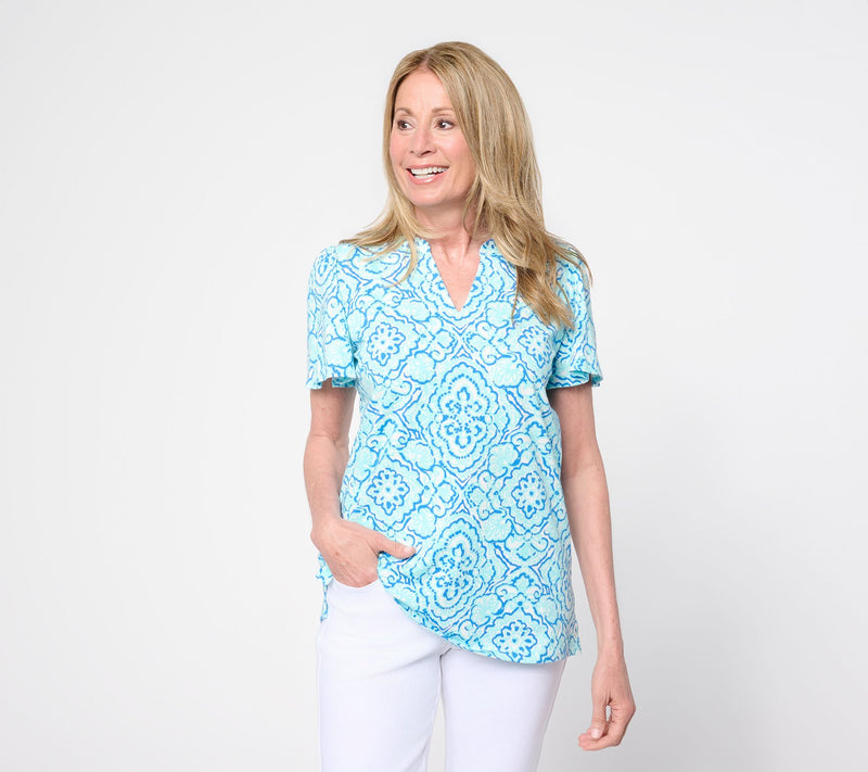 Belle Boho by Kim Gravel Mykonos Mosaic Flutter Sleeve Top — View 11