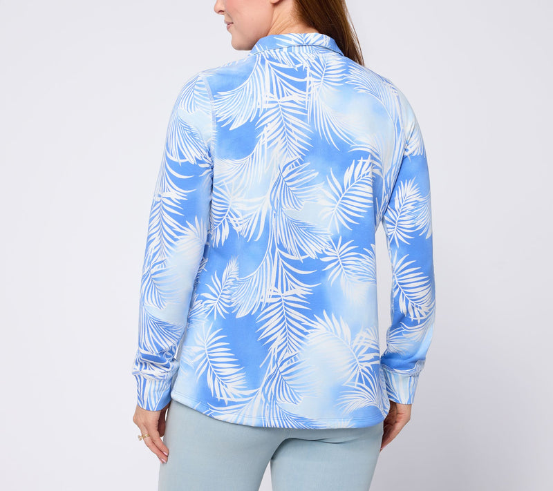 Belle Body by Kim Gravel French Terry Pop of White Half Zip Top — View 4