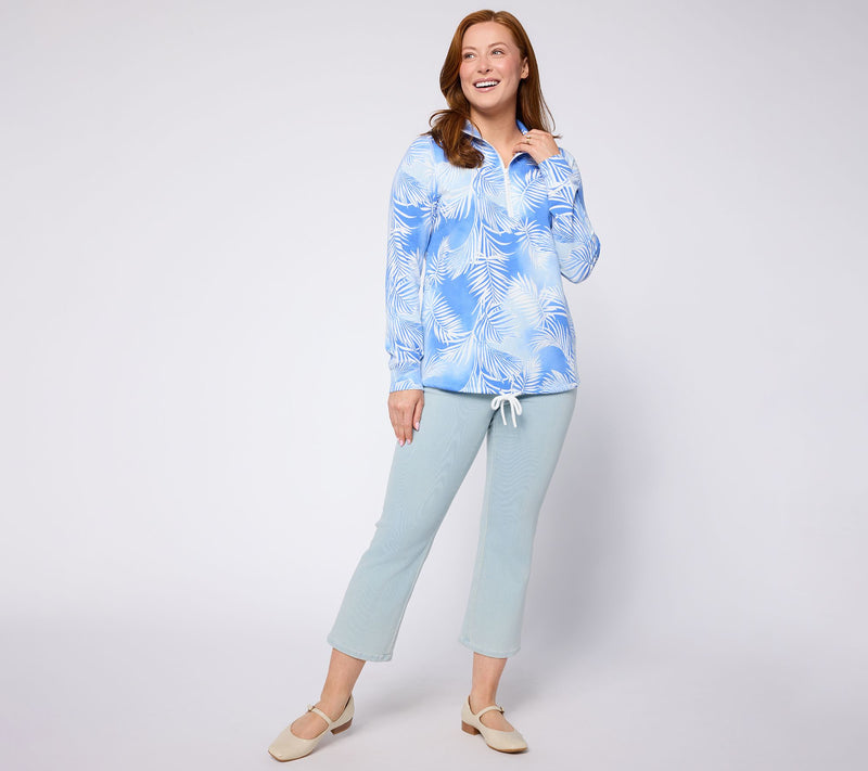 Belle Body by Kim Gravel French Terry Pop of White Half Zip Top — View 5