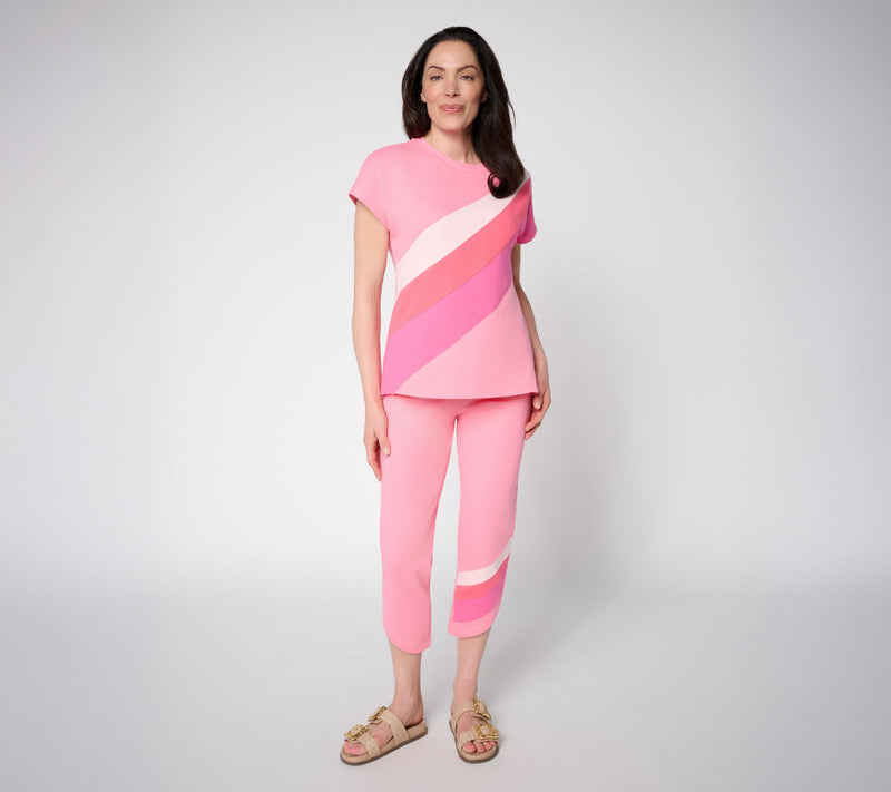 Belle Beach by Kim Gravel Petite French Terry Dolphin Hem Crop Pant — View 7