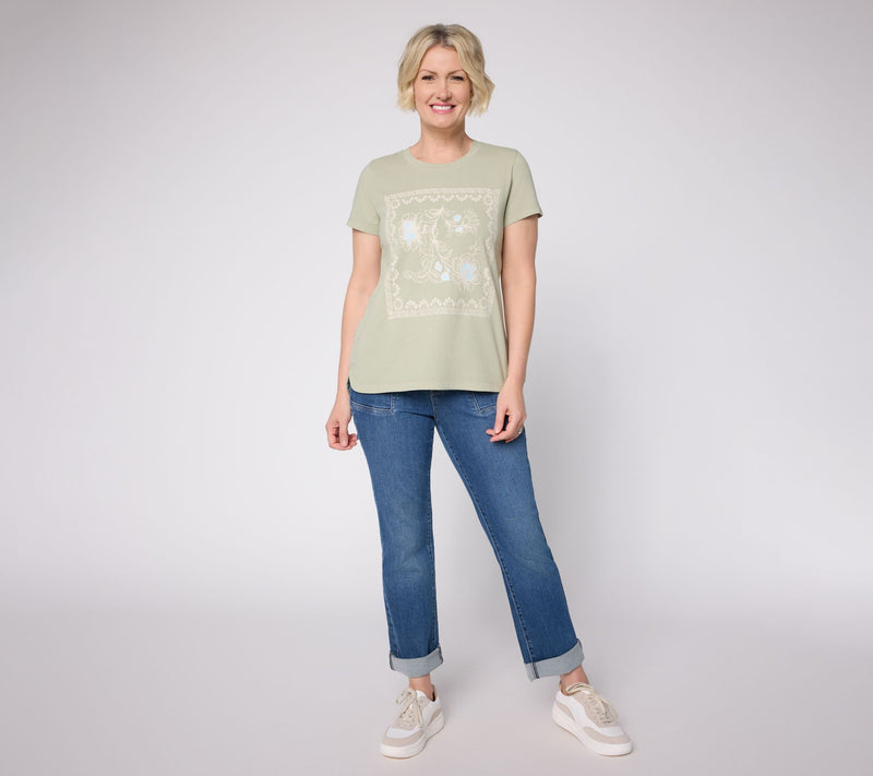 Martha Stewart Signature Essentials 100% Cotton High-Low Tee — View 7