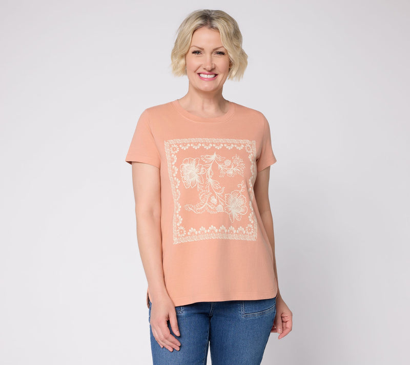 Martha Stewart Signature Essentials 100% Cotton High-Low Tee — View 3