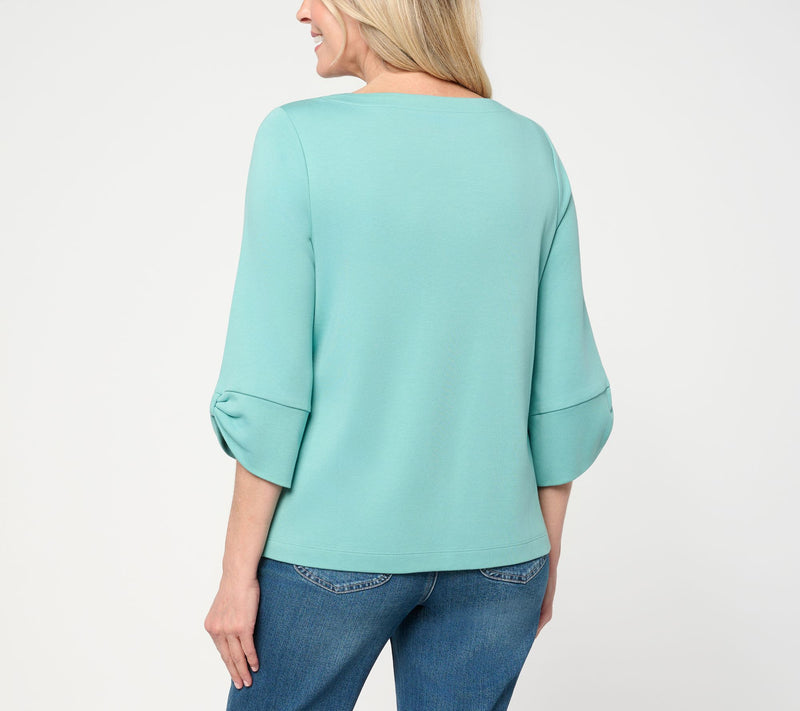 Martha Stewart Signature Essentials Boatneck Top w/ Sleeve Dtl — View 4