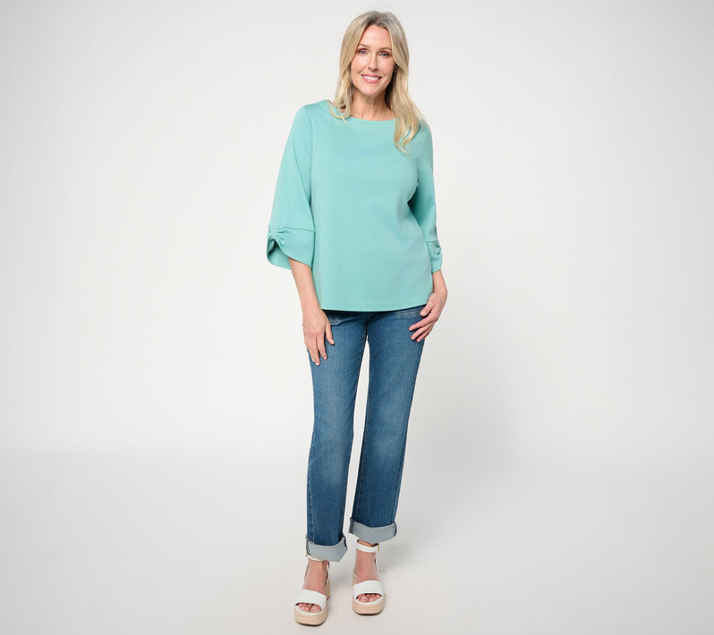 Martha Stewart Signature Essentials Boatneck Top w/ Sleeve Dtl — View 5