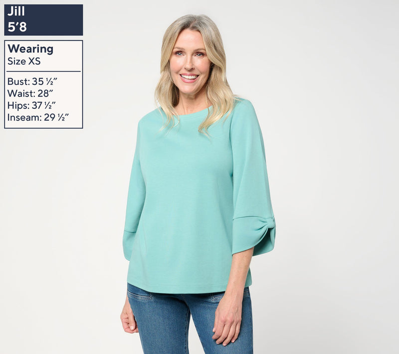 Martha Stewart Signature Essentials Boatneck Top w/ Sleeve Dtl — View 3