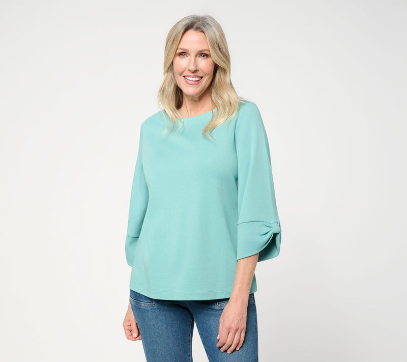 Martha Stewart Signature Essentials Boatneck Top w/ Sleeve Dtl — View 10