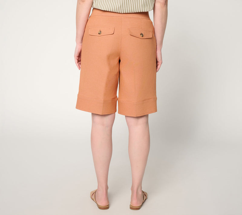 Martha Stewart Signature Regular Stretch Twill Pull-On Long Short — View 4