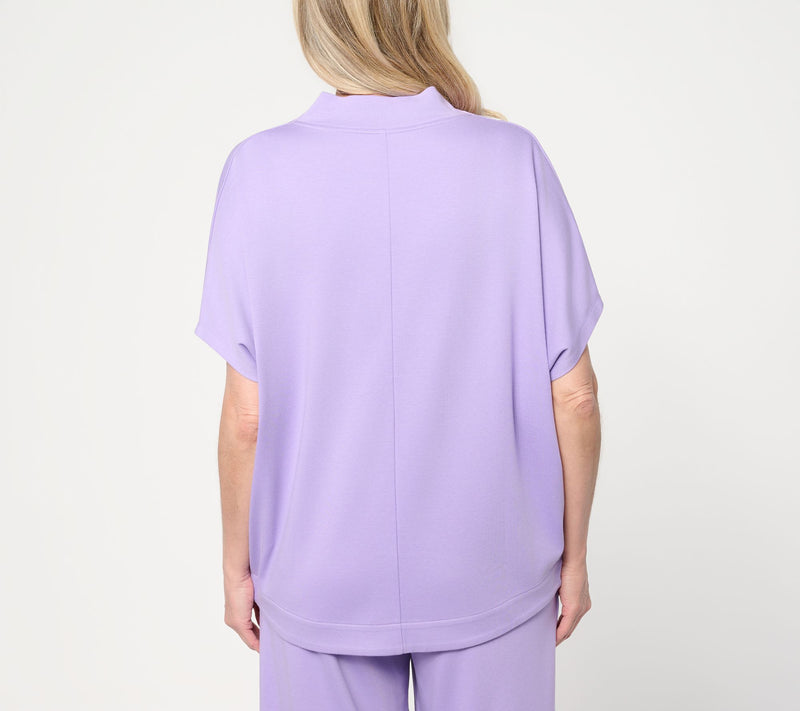 Martha Stewart Signature Essentials Cowl-Neck Top w/ Pleated Hem — View 4