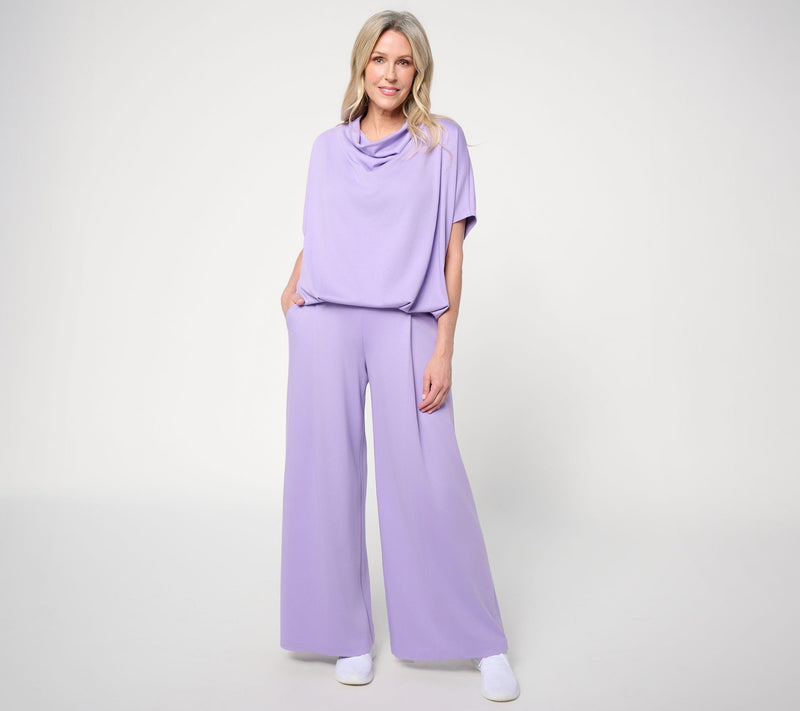 Martha Stewart Signature Essentials Cowl-Neck Top w/ Pleated Hem — View 5