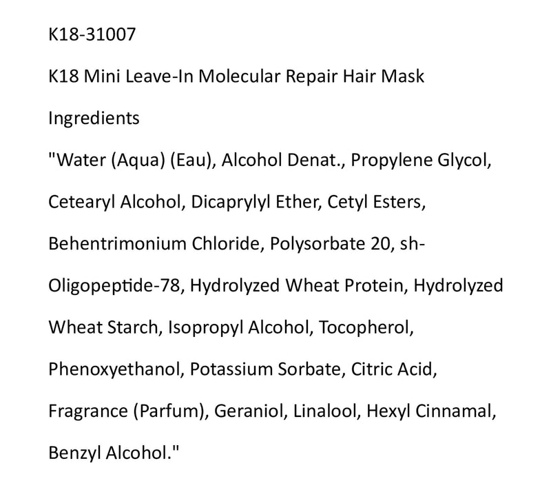 K18 Mini Leave-In Molecular Repair Hair Mask — View 2