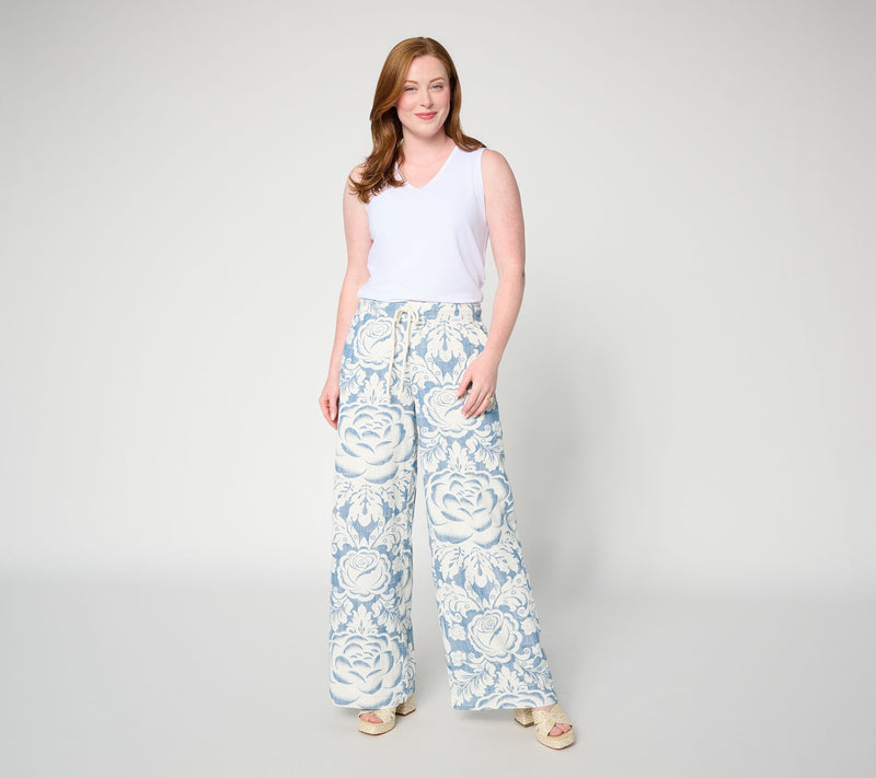 Peace Love World Petite Yarn Dye Printed Pants — View 6