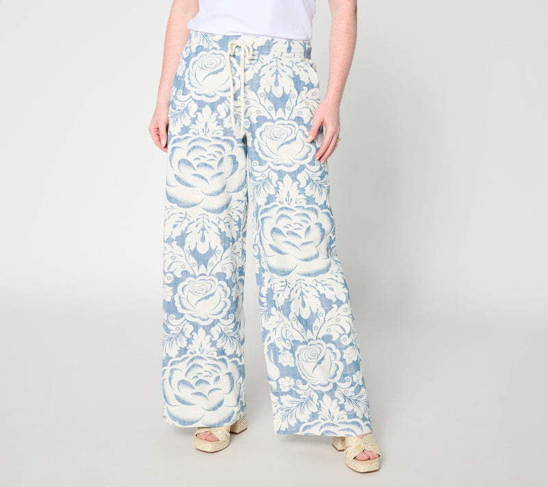 Peace Love World Petite Yarn Dye Printed Pants — Main view