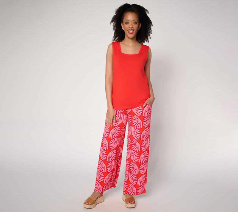 Susan Graver Regular Soleil Knit Printed Pant — View 5