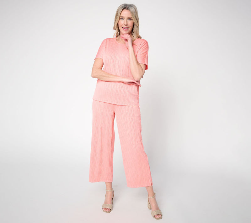 Susan Graver Regular Textured Jacquard Pull-On Pant — View 5