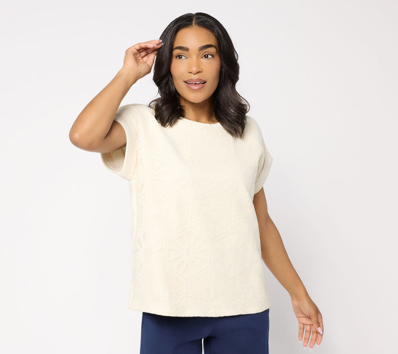 Susan Graver Soleil Slub Lace Panel Top — View 11