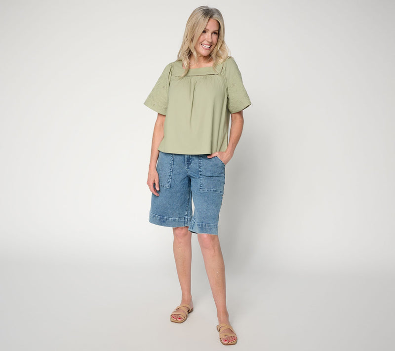 Me by Jennie Garth Regular Denim Bermuda Shorts — View 4