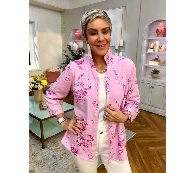 Joan Rivers Printed Chambray Popover with Hidden Placket — View 9