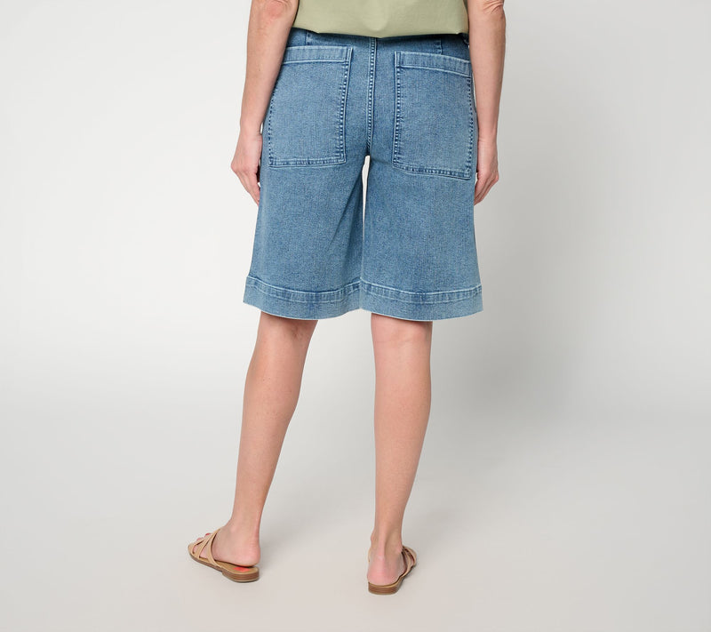 Me by Jennie Garth Petite Denim Bermuda Shorts- Indigo — View 7