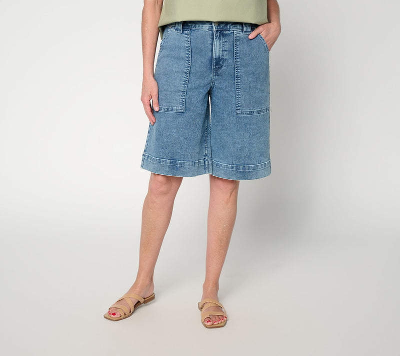 Me by Jennie Garth Petite Denim Bermuda Shorts- Indigo — View 5