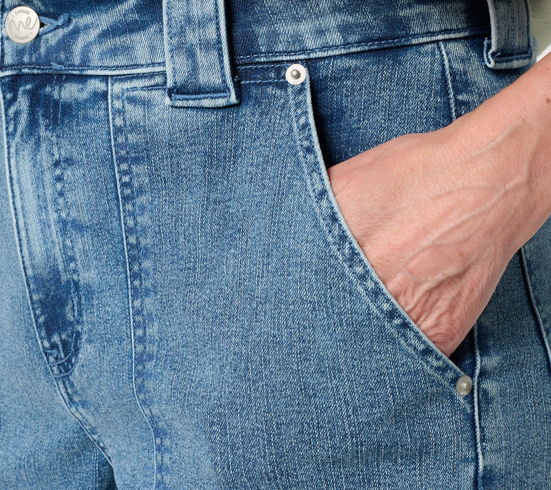 Me by Jennie Garth Petite Denim Bermuda Shorts- Indigo — View 9