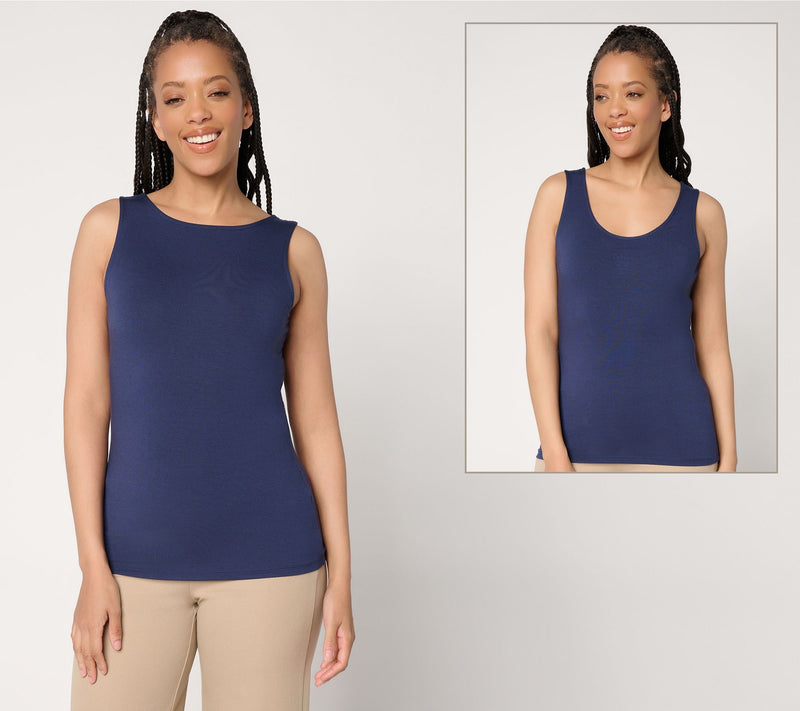 Joan Rivers Wardrobe Builders ButterSoft Dual Neckline Tank — View 11