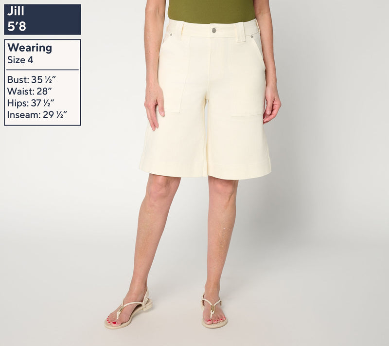 Me by Jennie Garth Petite Denim Bermuda Shorts- Natural — View 5