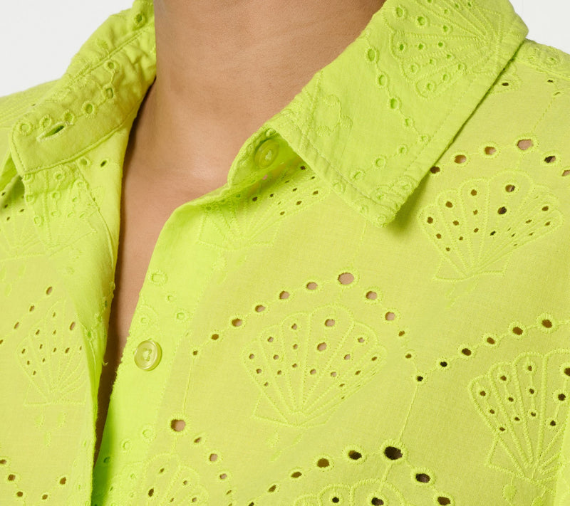 Joan Rivers Long Sleeve Button Front Eyelet Collared Shirt — View 5