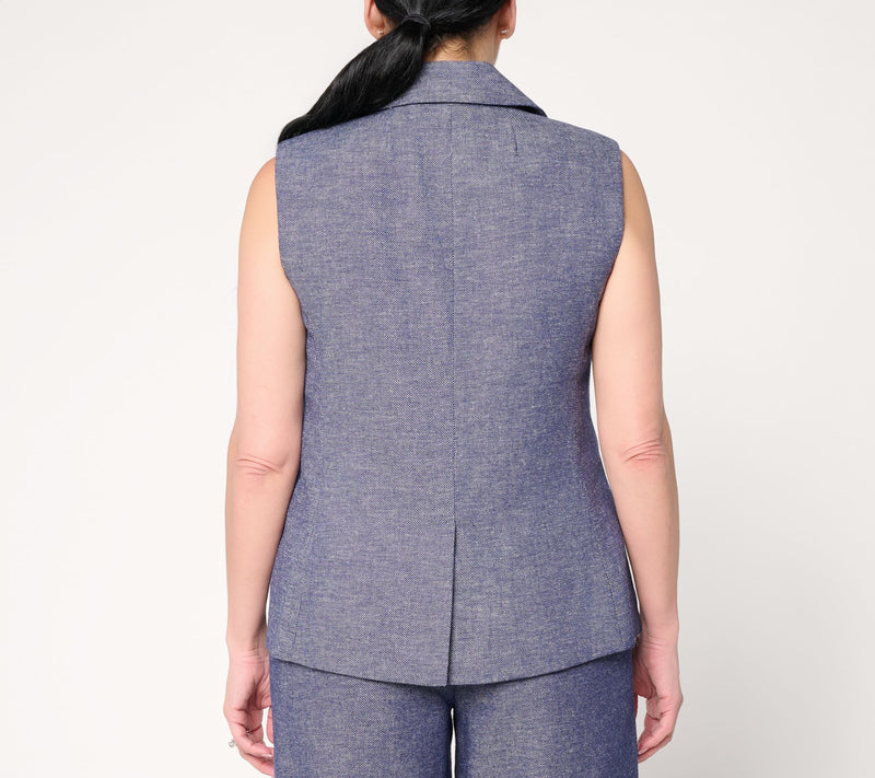 Earth by Aimee Kestenberg Cotton Linen Tailored Vest — View 7