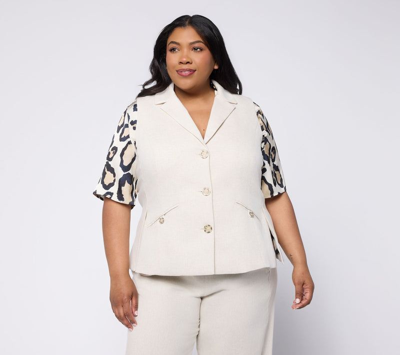 Earth by Aimee Kestenberg Cotton Linen Tailored Vest — View 5