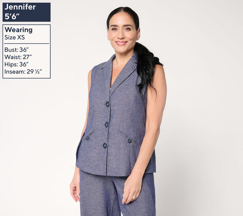 Earth by Aimee Kestenberg Cotton Linen Tailored Vest — View 6