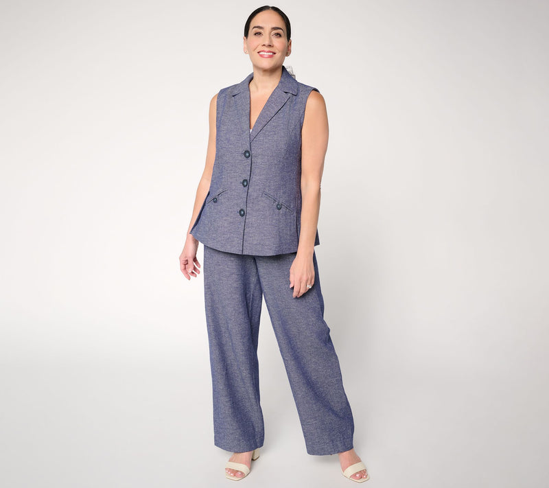 Earth by Aimee Kestenberg Cotton Linen Tailored Vest — View 8