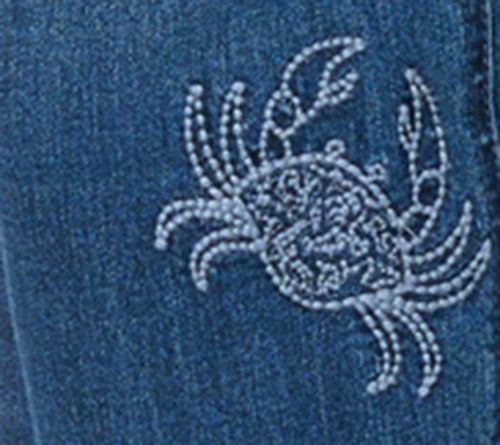 Susan Graver Regular Stretch Denim Soleil Emboidered Jeans — View 2