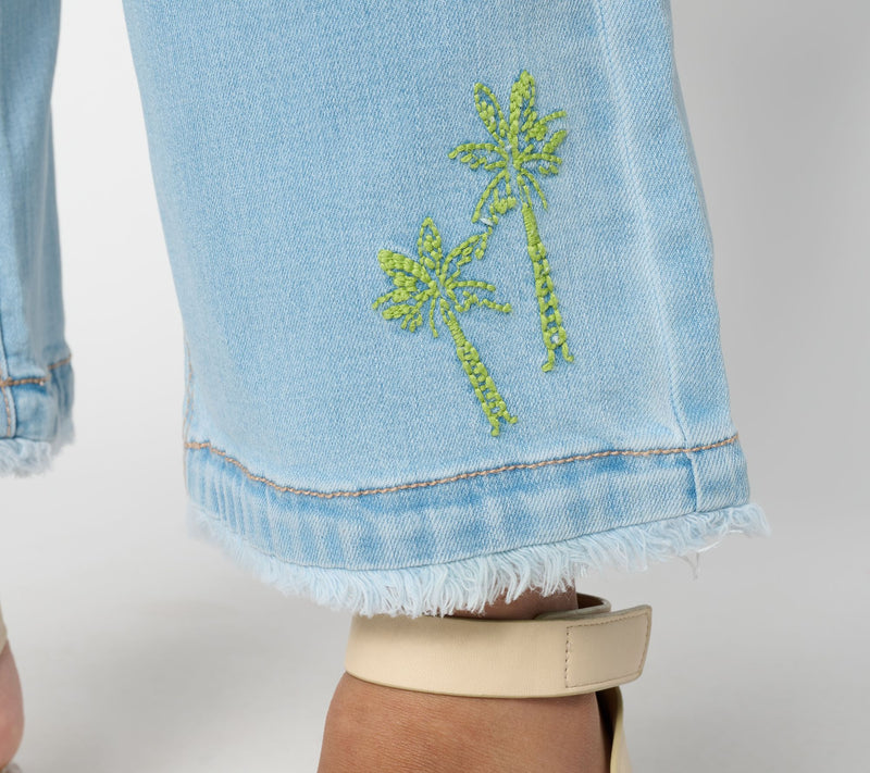 Susan Graver Petite Stretch Denim Soleil Embroidered Jeans — View 9