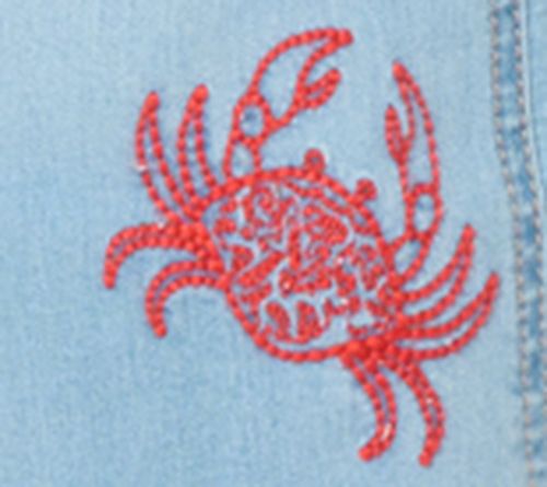 Susan Graver Petite Stretch Denim Soleil Embroidered Jeans — View 4