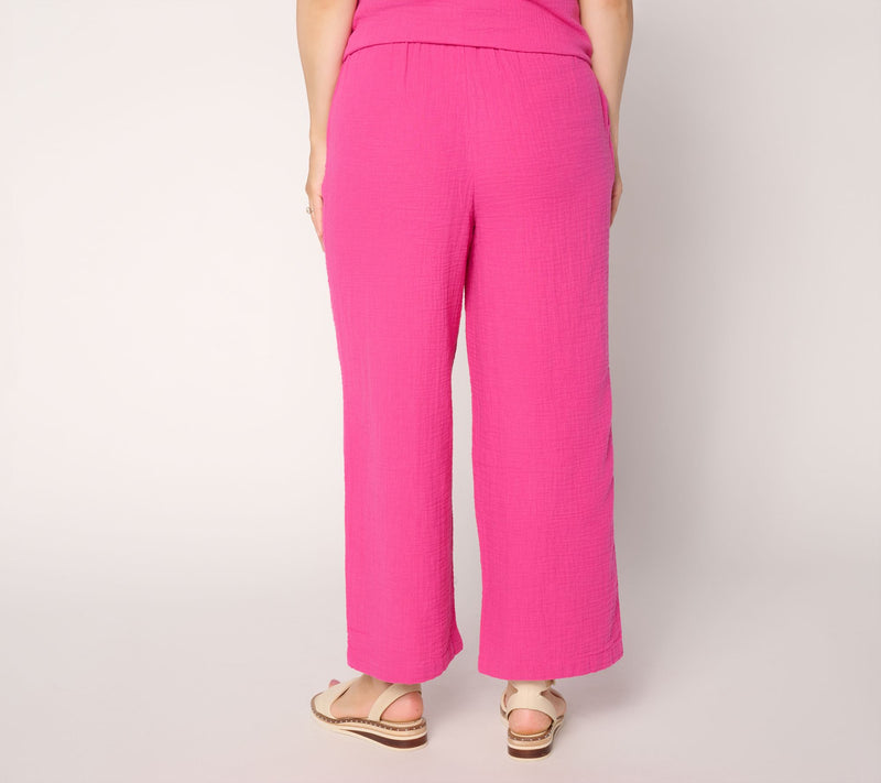 Joan Rivers Marshmallow Gauze Regular Wide Leg Pull on Crop Pants — View 10