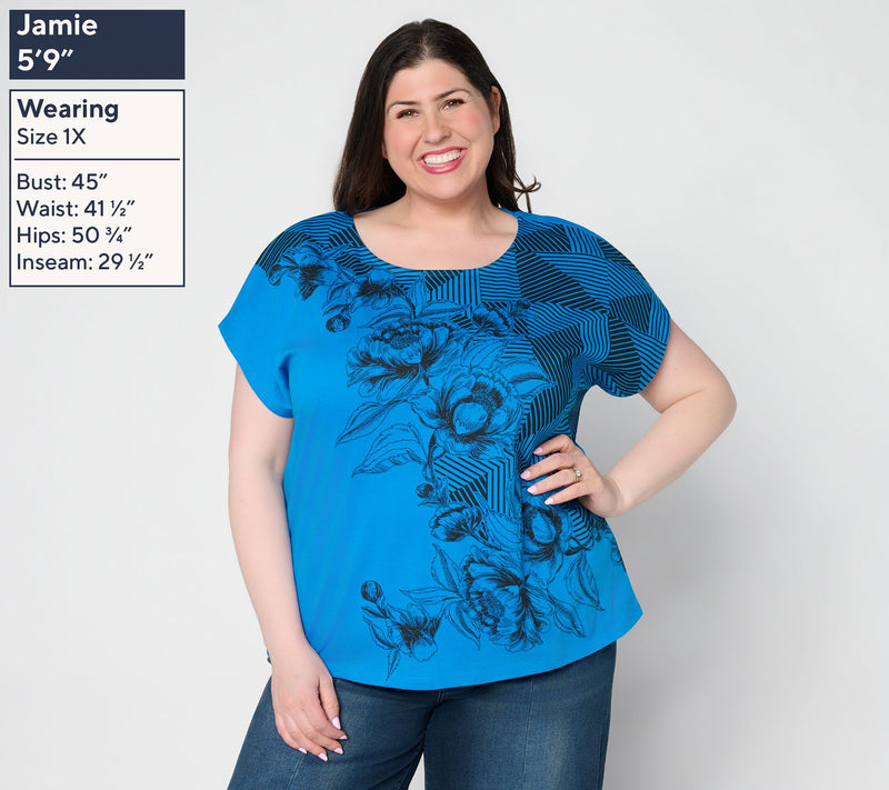 Attitudes by Renee Printed Dolman Sleeve Top — View 2