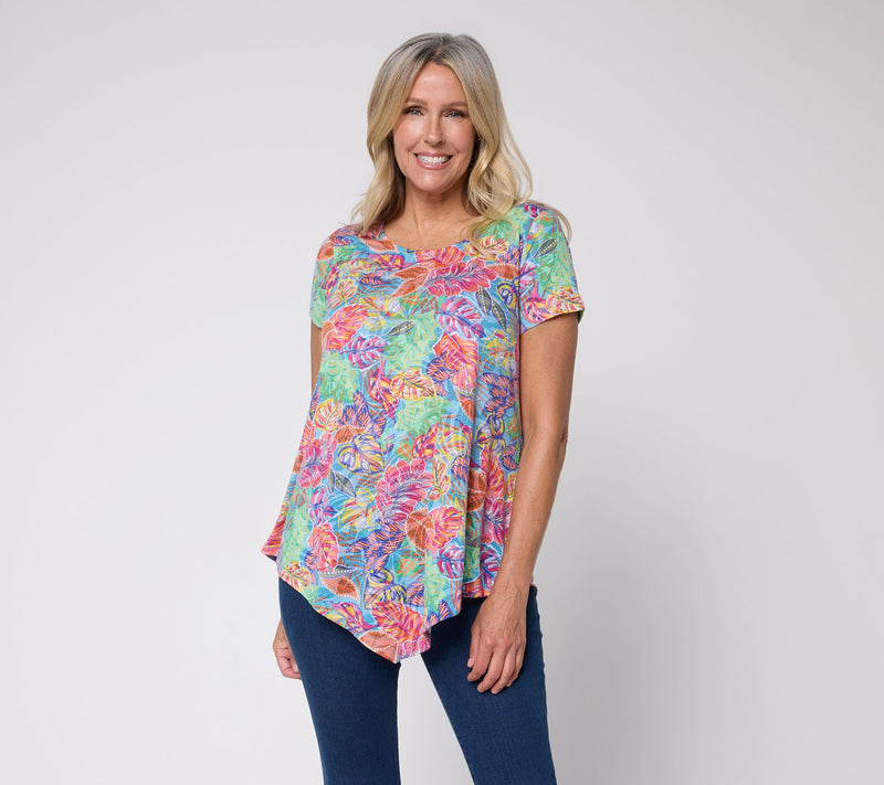 Attitudes by Renee Burn out Knit Short Sleeve Top — Main view