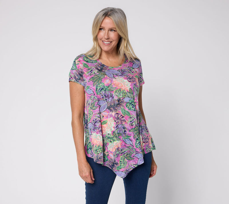 Attitudes by Renee Burn out Knit Short Sleeve Top — View 11