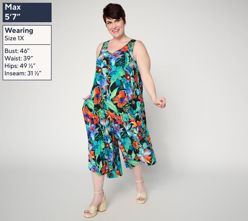 Attitudes by Renee Regular V Neck Handkerchief Jumpsuit — View 2