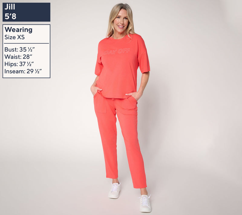 AnyBody Regular Cozy Knit Lounge Set with Embroidery — View 6