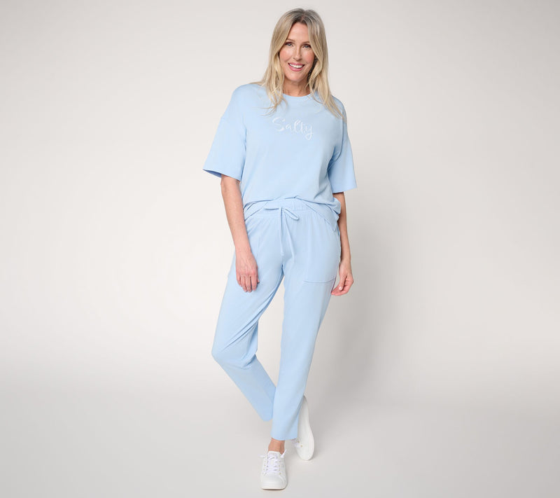 AnyBody Regular Cozy Knit Lounge Set with Embroidery — View 14