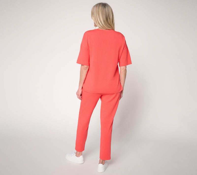 AnyBody Tall Cozy Knit Lounge Set with Embroidery — View 4