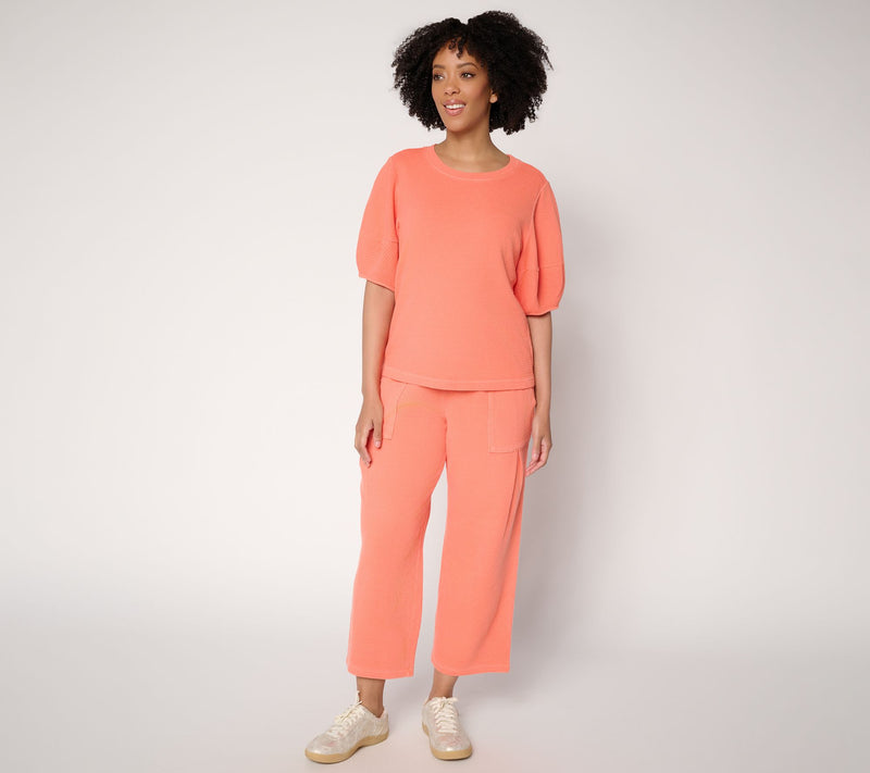 AnyBody Washed Waffle Barrel Sleeve Top — View 5