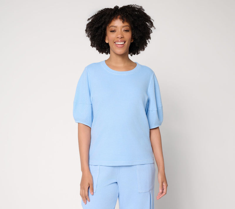 AnyBody Washed Waffle Barrel Sleeve Top — View 13