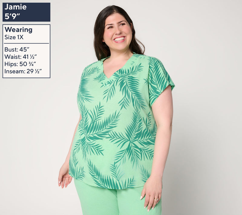 Denim & Co. Beach Knit Gauze Dolman Sleeve V-Neck Top — View 2